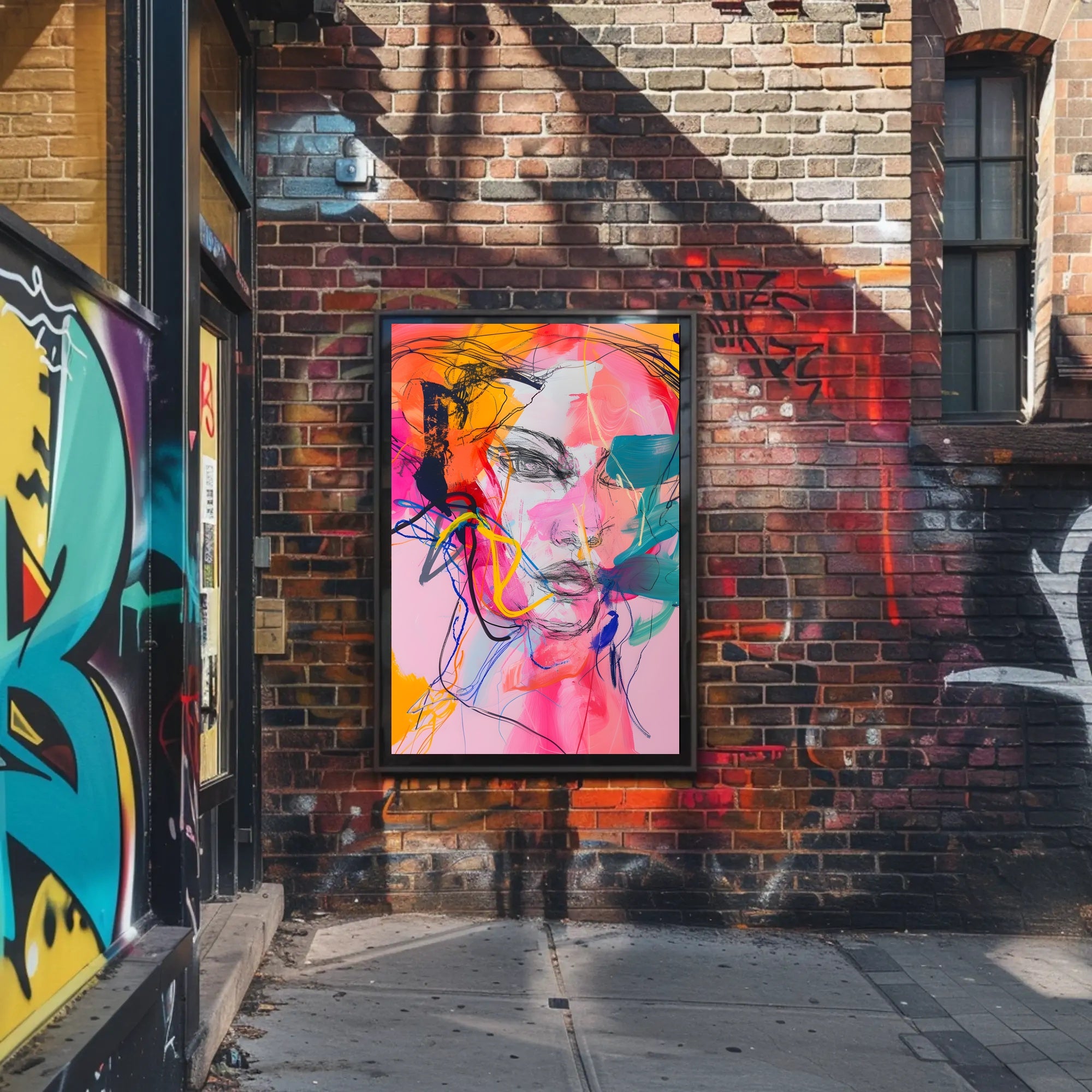 Vibrant Abstract Human Face Art Poster in Abstract Category PosterGoat