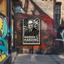 Warren G. Harding 29th President of the United States B & W Comic Sketch Poster