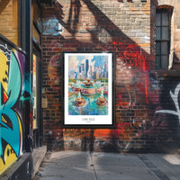 Chicago Skyline with Buckingham Fountain Urban Cityscape Poster PosterGoat