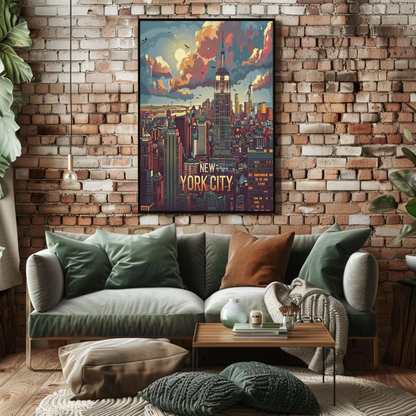 New York City Empire Skyline Travel Poster