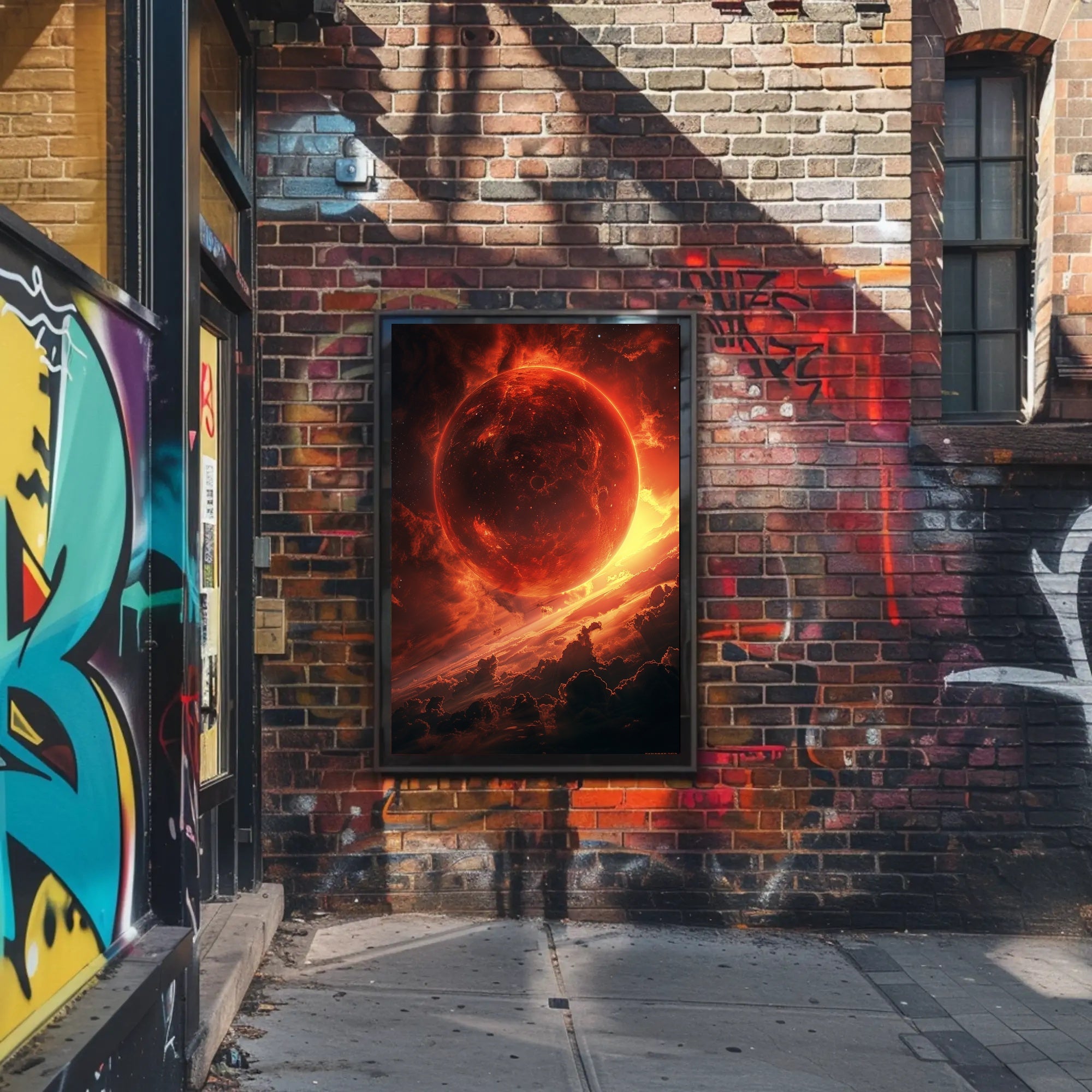 Fiery Cosmic Planet Sci-Fi Art Poster PosterGoat