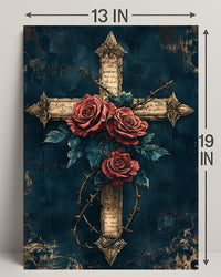 Roses And Thorns Cross Poster