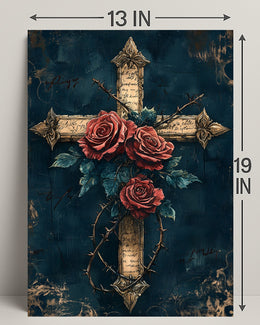 Roses And Thorns Cross Poster