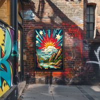 Idyllic Sunrise Vibrance: Artistic and Abstract Landscape Poster