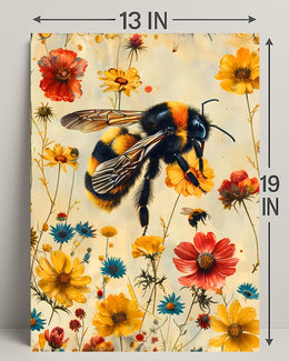 Vibrant Bee Meadow Art Print: Animal Poster