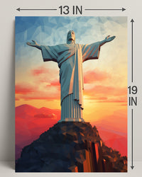 Christ The Redeemer At Sunset Poster