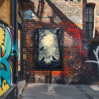 Moonlit Forest With Ravens Poster