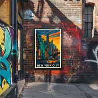 New York City Poster Vintage Travel Cityscape Wall Art