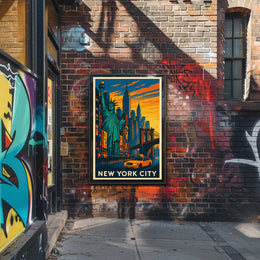 New York City Poster Vintage Travel Cityscape Wall Art