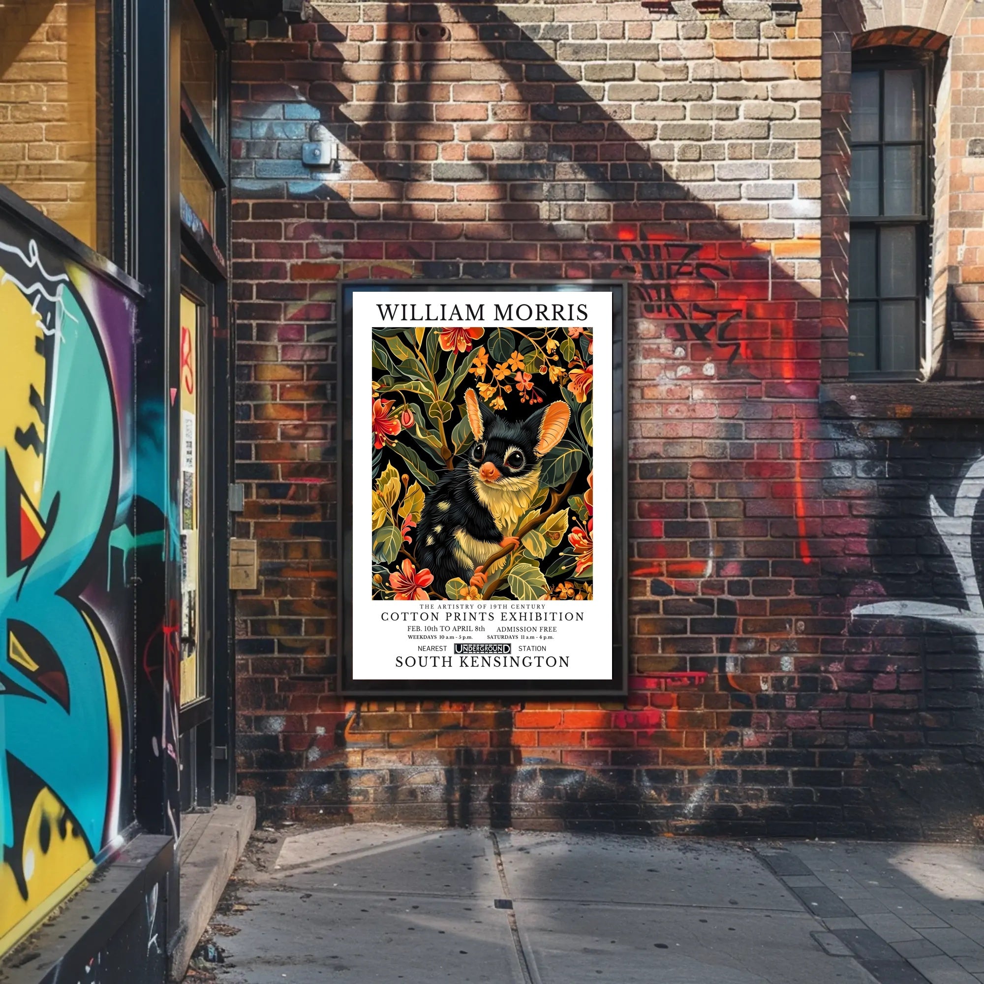 Vibrant Possum in Floral Wonderland Artistic Poster