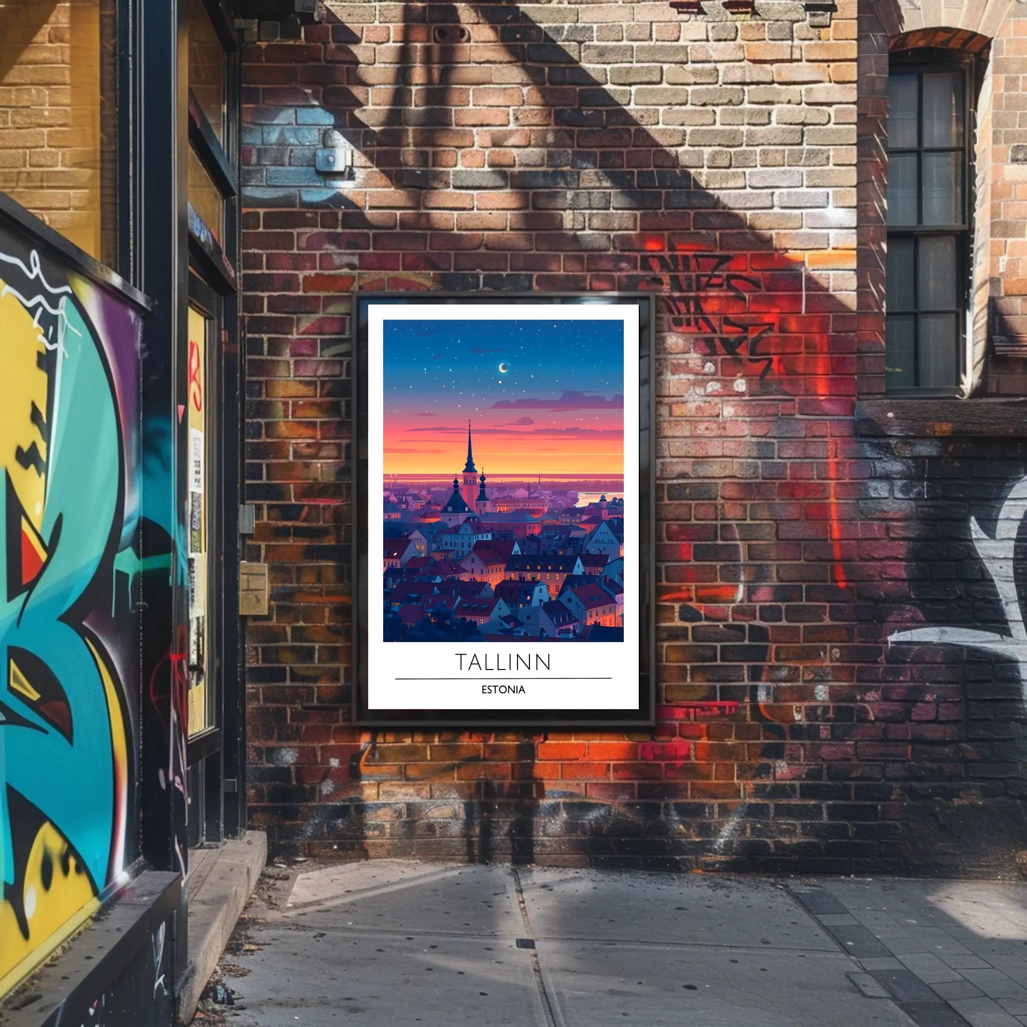 Tallinn Dusk Skyline Travel Poster