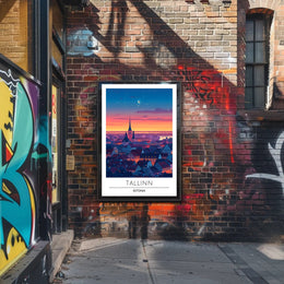Tallinn Dusk Skyline Travel Poster