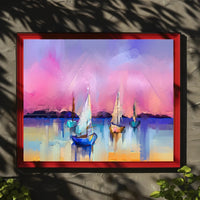 Serene Sunset Sails Poster