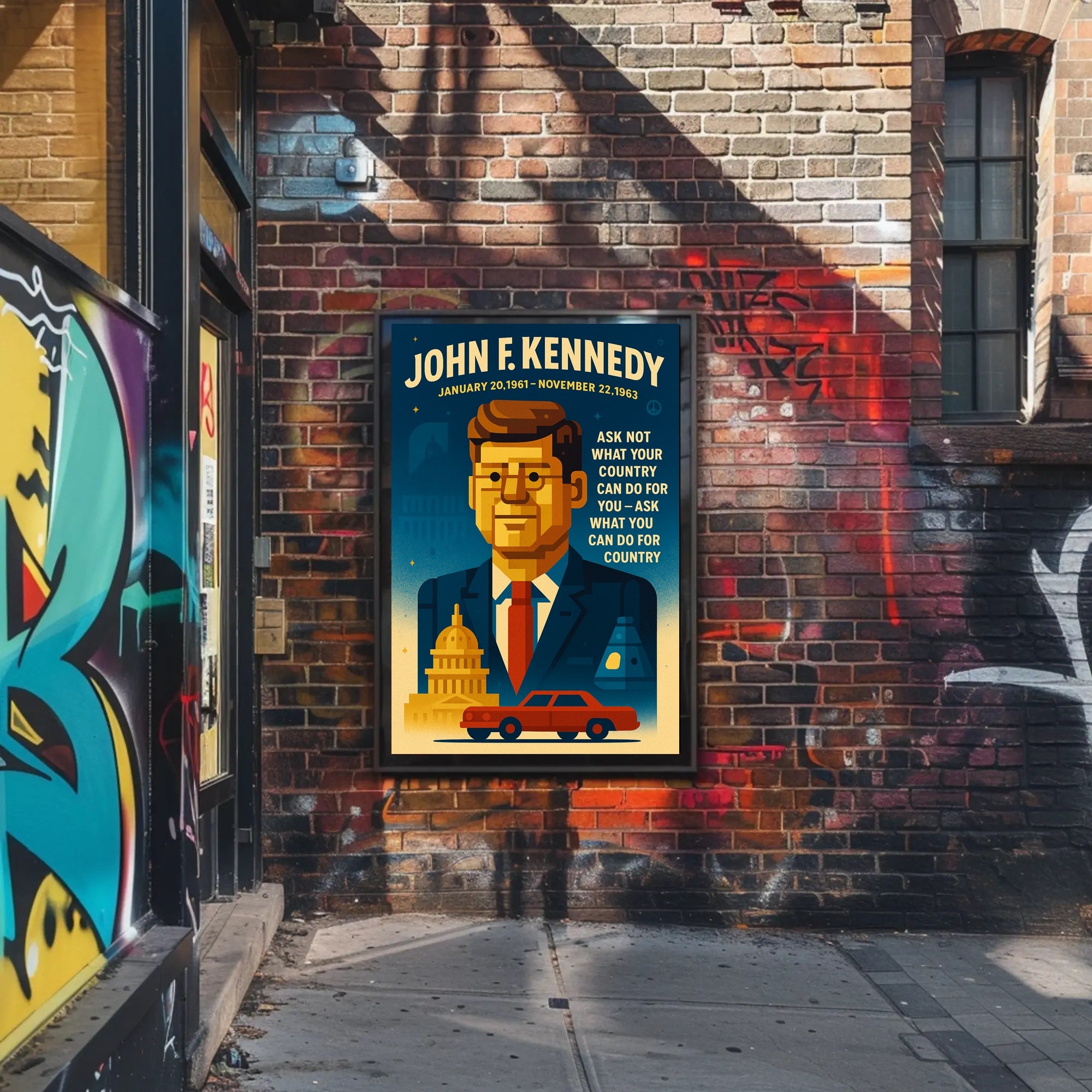 JFK Vintage Patriotic Art Print Historical or Presidential Poster