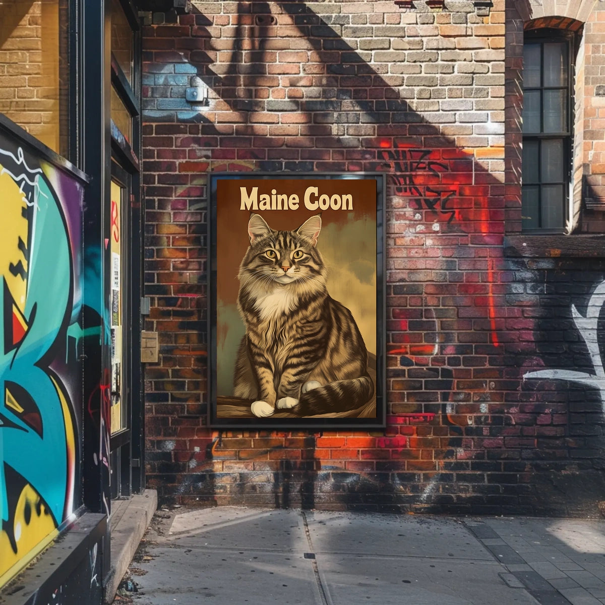 Maine Coon Cat Studio Portrait Realistic Photography Poster