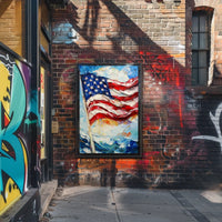 Large American Flag Waving Abstract Artwork Poster