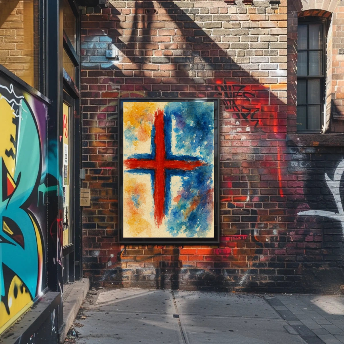 Abstract Watercolor Cross Abstract Poster