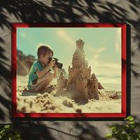 Nostalgic Beach Scene Sandcastle Photography Poster