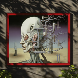 Surrealistic Fusion of Nature and Technology Artistic Poster