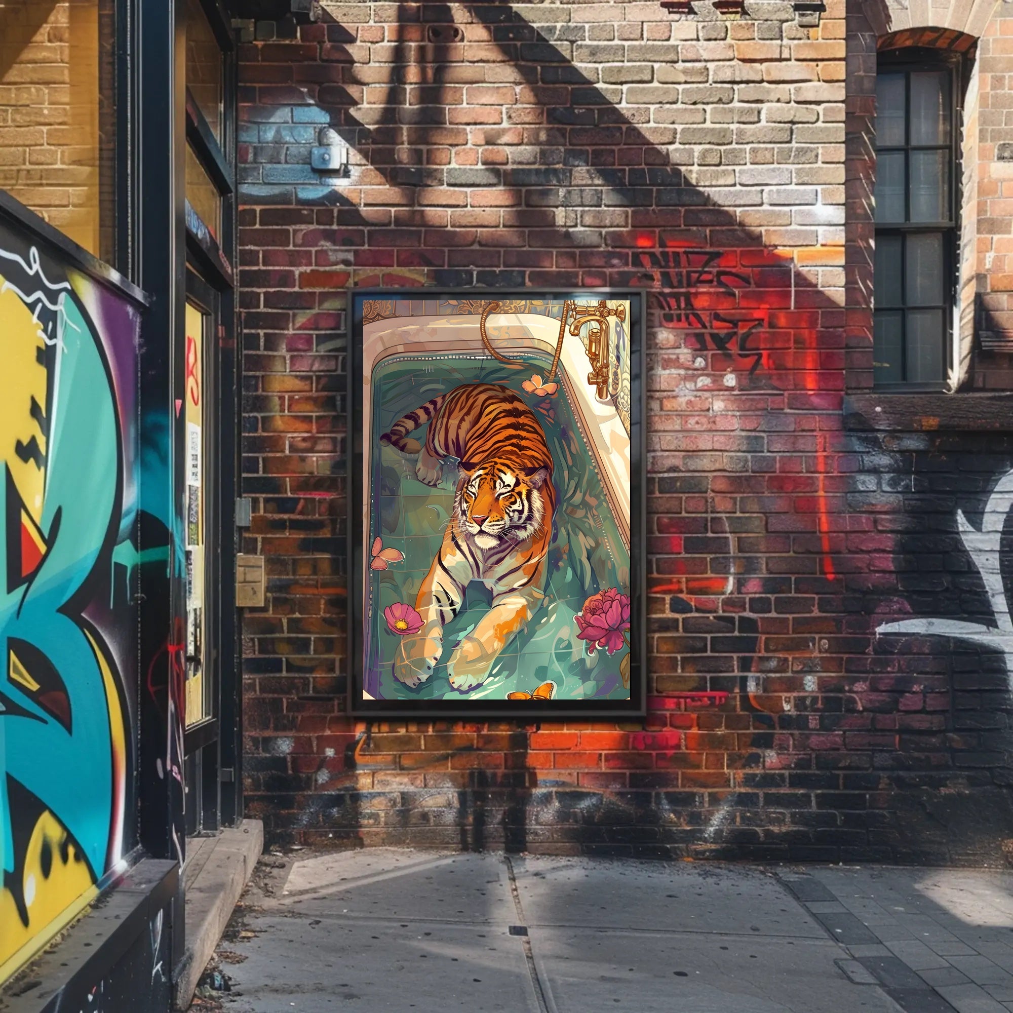 Serene Tiger in Bathtub Animal Poster PosterGoat