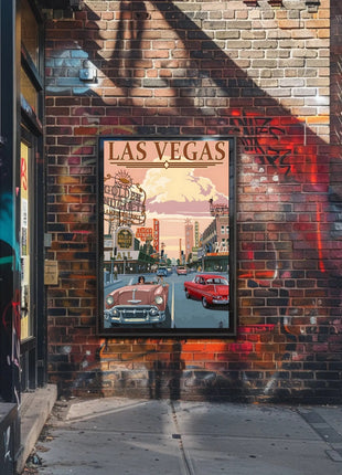 Retro Las Vegas Scene Mid-Century Travel Poster