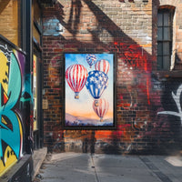 Watercolor Skyline Overhead Hot Air Balloon Festival Poster