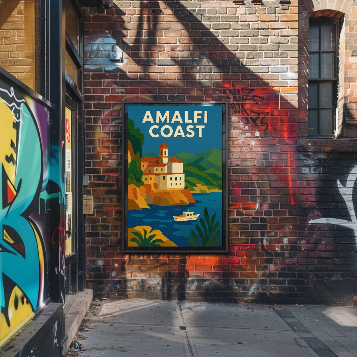 Amalfi Coast Travel Poster for Coastal Decor Wall Art