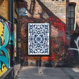 Ornate Blue Pattern Design Poster