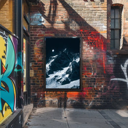 Majestic Moonlit Mountain Range Nighttime Poster