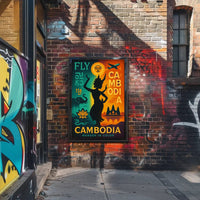 Vibrant Retro Cambodian Travel Adventure Poster PosterGoat