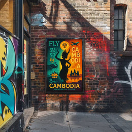 Vibrant Retro Cambodian Travel Adventure Poster PosterGoat