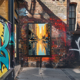 Urban Reflections: Serene Street Scene Artistic Poster