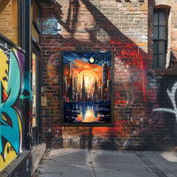 Futuristic Cityscape At Sunset Poster PosterGoat