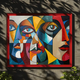 Cubist Faces Abstract Art Poster for Modern Interiors