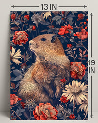 Groundhog in Blossoming Foliage Animal Poster
