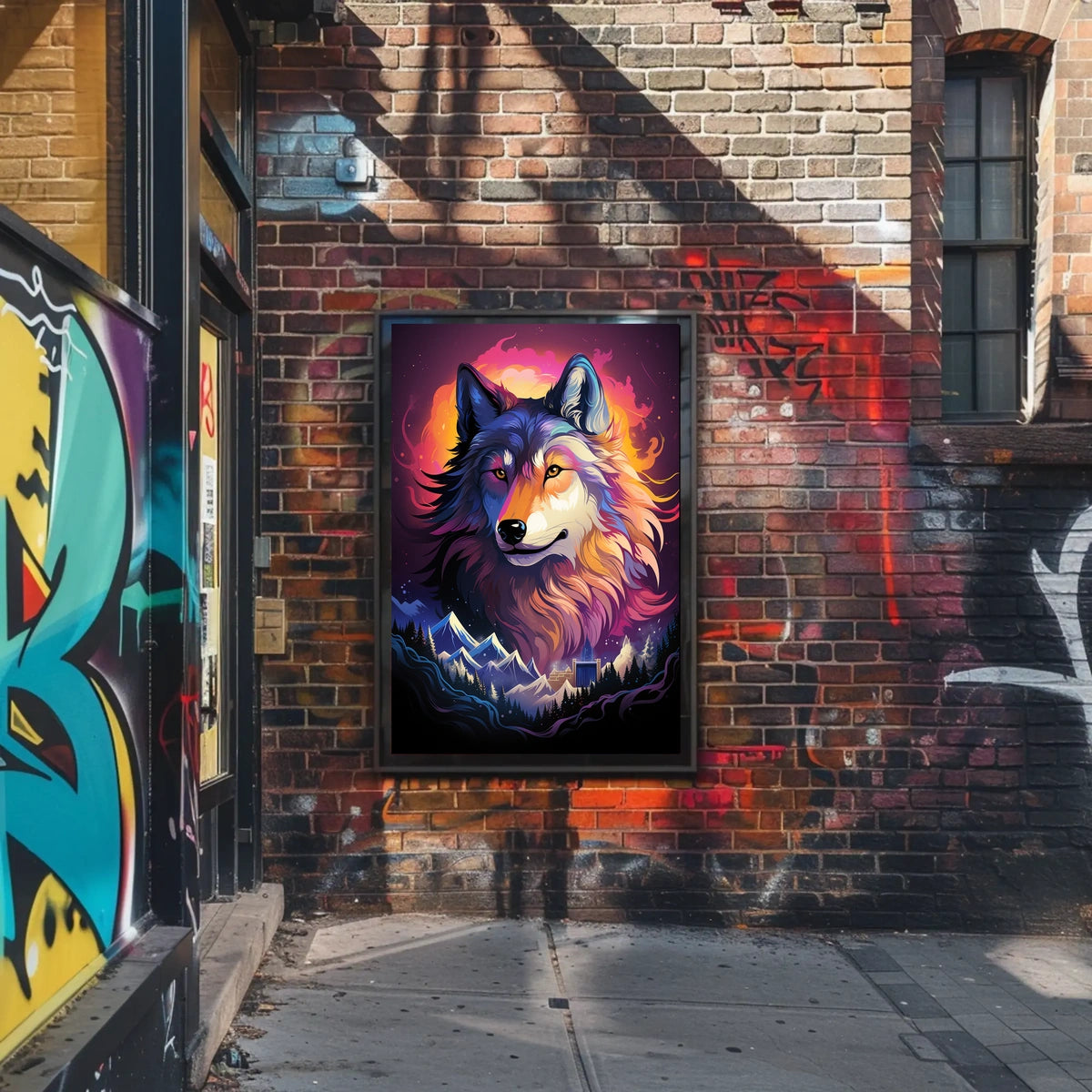 Mystical Wolf Surrealism Poster: Nature's Dreamscape