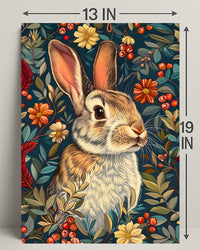Enchanted Rabbit with Vibrant Flowers Animal Poster
