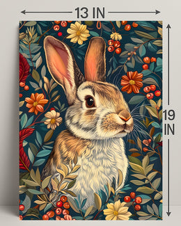 Enchanted Rabbit with Vibrant Flowers Animal Poster