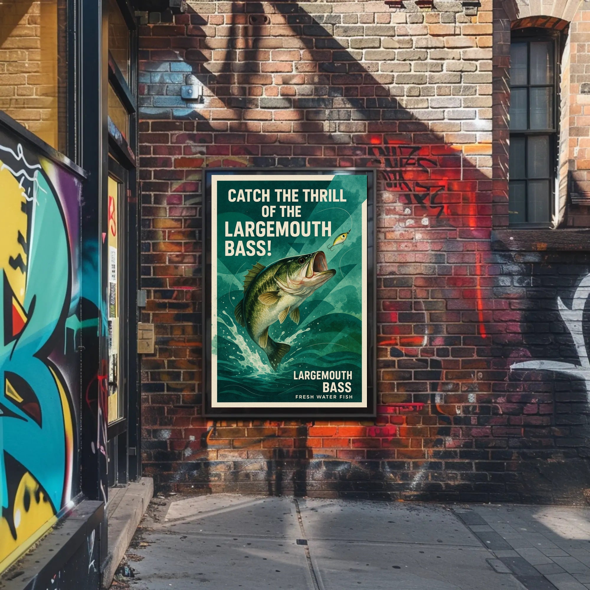 Fishing Adventure Largemouth Bass Sports Poster