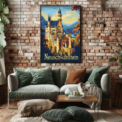 Neuschwanstein Castle Bavaria Forest Travel Poster