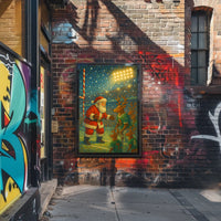 Santa's Whimsical Sports Stadium Christmas Poster