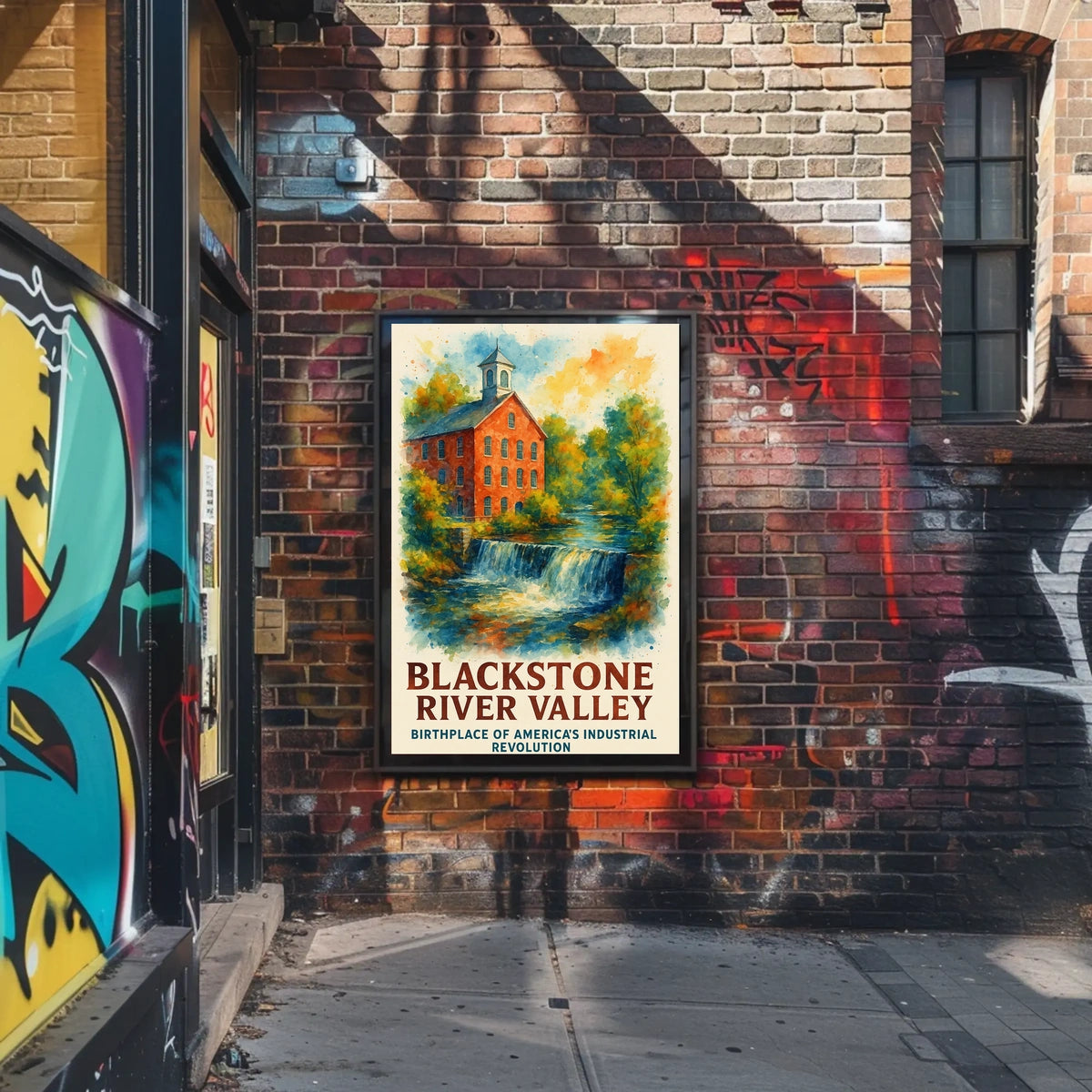 Blackstone River Valley Watercolor Historical Art Poster