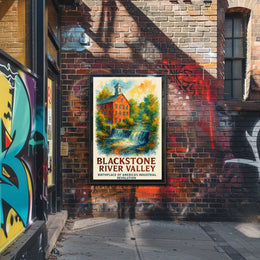 Blackstone River Valley Watercolor Historical Art Poster