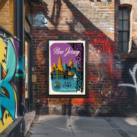 New Jersey Cityscape with Sailboat Urban or Cityscape Poster