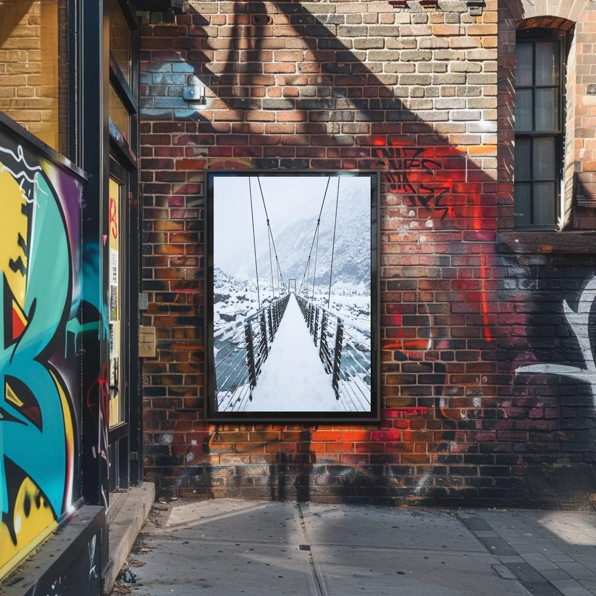 Snow-Covered Bridge in Wintery Landscape National Park Poster