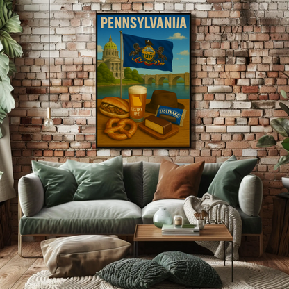 Pennsylvania Pretzel TastyKake Capitol Sandwich Travel Poster