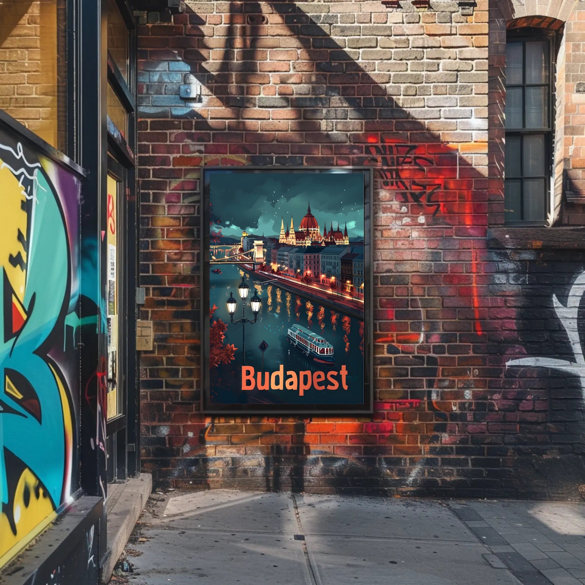 Budapest Nightscapes: Illuminated Cityscape Art Urban or Cityscape Poster