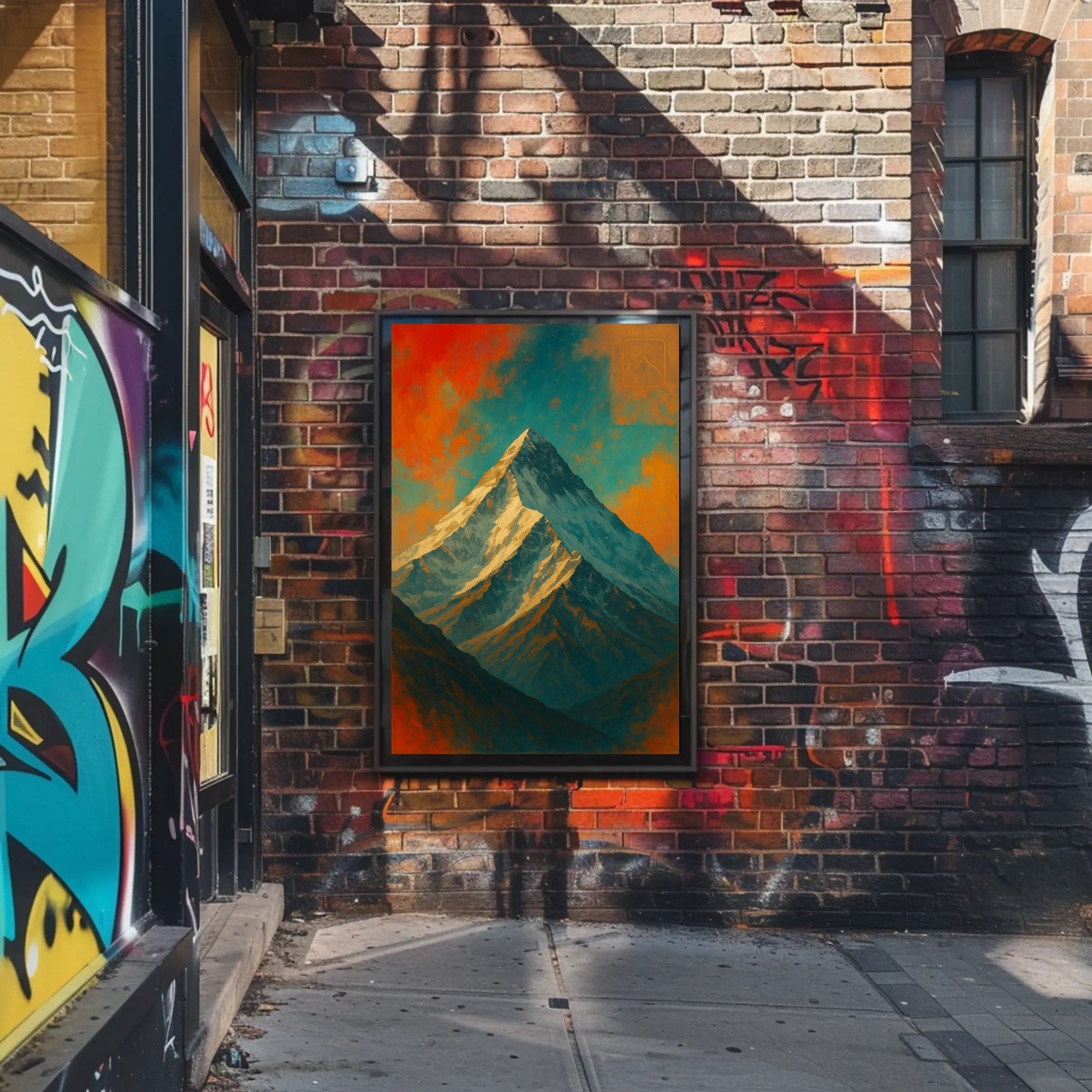 Majestic Mountain Peak Digital Artwork Poster