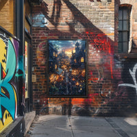 Whimsical Fantasy Market Scene Sunset Fantasy Poster PosterGoat