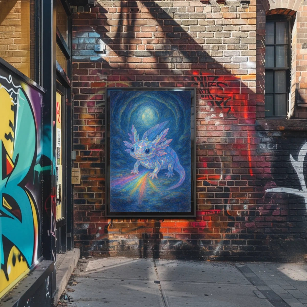 Crystal Axolotl In A Mystical Cave Poster